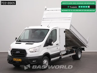 Ford Transit 170pk Open Laadbak met Kist Dubbellucht 3,5t Trekhaak Airco Cruise Euro6 Pritsche Pickup Open Box Airco Trekhaak Cruise control