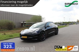 Tesla Model 3 Tesla Model 3 PERFORMANCE AWD 75 kWh dual motor 462pk soh 85% chrome delete all black leder panodak stoelverwarming v+a autopilot - afbeelding nr 1