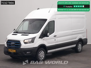 Ford E-Transit 184pk Elektrisch 68kWh 317km WLTP L3H3 Hoog Dak Navi Airco Cruise Parkeersensoren v+a SYNC4-Display CarPlay L3 Airco Cruise control