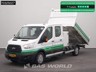 Ford Transit 130pk Dubbel Cabine Kipper Trekhaak Airco Cruise Euro6 Tipper Benne Kieper Airco Trekhaak Cruise control