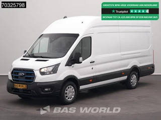 Ford E-Transit 184pk L4H3 L4 Elektrisch 68kWh 317km WLTP Navi Airco Cruise Parkeersensoren v+a SYNC4-Display CarPlay Hoog Dak Airco Cruise control