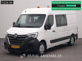 Renault Master 135PK Dubbel Cabine L2H2 Trekhaak LED Airco Camera Parkeersensoren Werkplaatsinrichting Euro6 DC Doka Mixto Airco Trekhaak