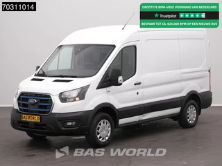 Ford E-Transit 184pk Elektrisch 68kWh 317km WLTP L2H2 Navi Airco Cruise Parkeersensoren v+a SYNC4-Display CarPlay Airco Cruise control