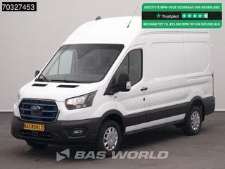 Ford E-Transit 184pk Elektrisch 68kWh 317km WLTP L2H3 Hoog Dak Navi Airco Cruise Parkeersensoren v+a SYNC4-Display CarPlay L2 Airco Cruise control