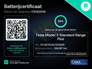 Tesla Model 3 Tesla Model 3 Standard RWD Plus 60 kWh 88% SOH Autopilot 19 inch - afbeelding nr 2