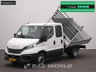 Iveco Daily 35C21 3-Zijdige Kipper Dubbel Cabine 210PK 3.0L Dubbellucht 3,5t Trekhaak ACC Airco LED Camera CarPlay Euro6 Tipper Benne Kieper Dreiseitenkipper 2m3 Airco