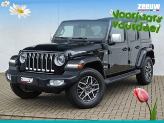 Jeep Wrangler Unlimited 4xe 380 PK Sahara | Leder | Soft Top | Overland | Camera | 18"