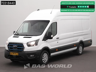 Ford E-Transit 184pk Elektrisch 68kWh 317km WLTP L4H3 Hoog Dak Navi Airco Cruise Parkeersensoren v+a SYNC4-Display CarPlay L4 Jumbo Airco Cruise control