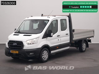Ford Transit 130pk Dubbel Cabine Open Laadbak Trekhaak Navi Airco Cruise Camera Euro6 DC Doka Prische Pickup Open Box Airco Trekhaak Cruise control
