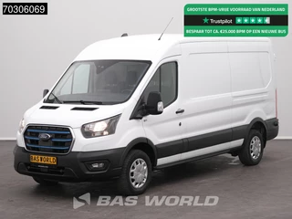Ford E-Transit 184pk L3H2 L3 Elektrisch 68kWh 317km WLTP Navi Airco Cruise Parkeersensoren v+a SYNC4-Display CarPlay Airco Cruise control