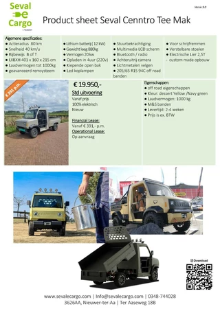 Cenntro Tee Mak Seval Tee Mak | Elektrisch | lier 3.5 T | deuren | kipper | voorruit verwarming |1000 kg laadvermogen | 2000 kg trekgewicht - afbeelding nr 4