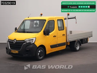 Renault Master 165PK Kraanwagen Maxilift Dubbel Cabine Dubbellucht Open Laadbak 3,5t Trekhaak LED Airco Cruise Euro6 Pritsche Pickup Open Box Kran Crane Kranwagen Airco Trekhaak Cruise control
