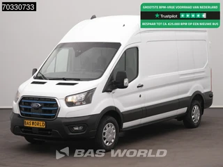 Ford E-Transit 184pk Elektrisch 68kWh 317km WLTP L3H3 Hoog Dak Navi Airco Cruise Parkeersensoren v+a SYNC4-Display CarPlay L3 Airco Cruise control
