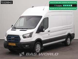 Ford E-Transit 184pk Elektrisch 68kWh 317km WLTP L3H3 Hoog Dak Navi Airco Cruise Parkeersensoren v+a SYNC4-Display CarPlay L3 Airco Cruise control