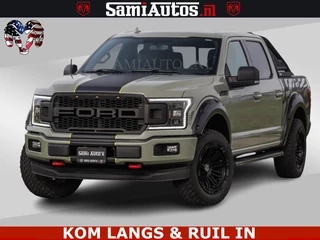 Ford F-150 5.0 V8 4X4 | MAT OLIVE GREEN | BIJTELLING VRIJ | ZEER DIK | CAMERA | 3500KG | PANORAMA | LEDER | GO RHINO ROLLBAR |