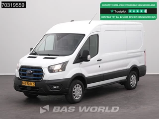 Ford E-Transit Coming Soon! Elektrisch 68kWh 317km WLTP L2H2 Navi Airco Cruise Parkeersensoren v+a SYNC4-Display CarPlay L2 Airco Cruise control
