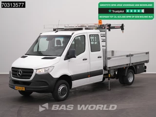 Mercedes-Benz Sprinter 514 CDI Automaat Kraanwagen 995kg HIAB T-CLX 018 B-2 Dubbel Cabine Trekhaak Airco Imperiaal Euro6 Kraan Crane Kranwagen Pritsche Pickup Open Box Laadbak Airco Trekhaak