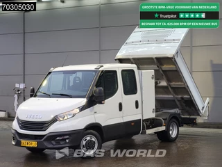Iveco Daily 35C14 Dubbel Cabine Kipper met Kist Dubbellucht 3,5t Trekgewicht Airco Cruise Euro6 Tipper Benne Kieper Airco Trekhaak Cruise control