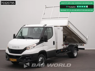 Iveco Daily 35C16 3.0L Kipper met Kist Dubbellucht 3,5t Trekhaak 160PK Navi Airco Cruise Euro6 Tipper Benne Kieper Airco Trekhaak Cruise control