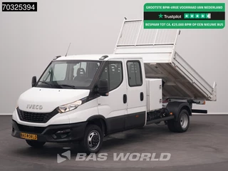 Iveco Daily 35C16 3.0L Kipper met Kist Dubbel Cabine Dubbellucht 3,5t Trekhaak Navi Airco Cruise Camera Euro6 Tipper Benne Kieper Airco Trekhaak Cruise control
